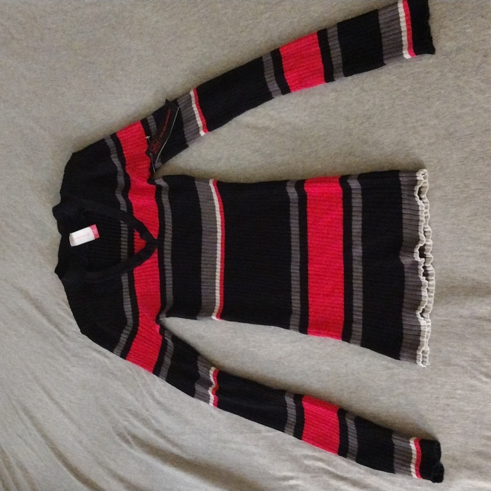 No Boundaries Choker Sweater - Pink Stripe (3-5)